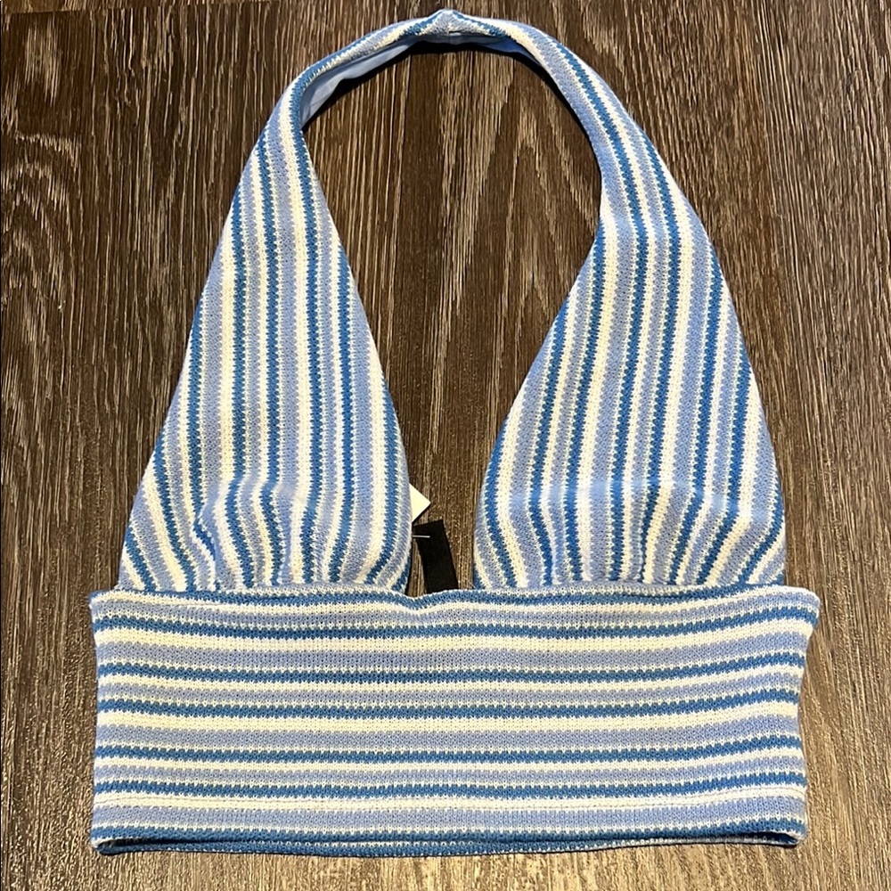 H&M Blue and White Striped Halter Top